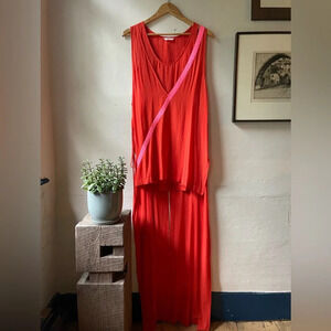 Sass & Bide Mini Dress Red w Pink Sequins Color block Party Dress